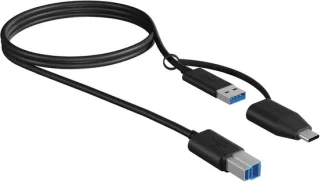 USB-B naar USB-A/USB-C kabel 1 m Zwart