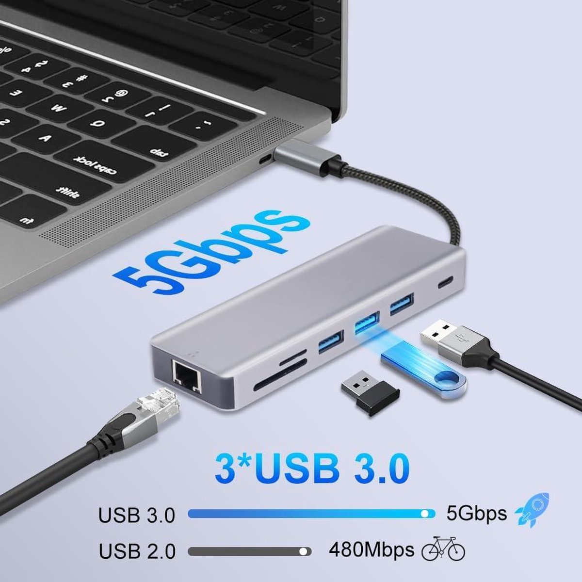 USB C 11-in-1 Docking Station voor MacBook en Laptop