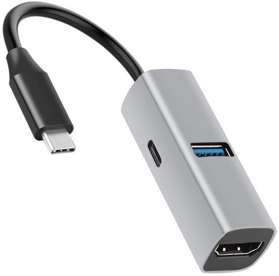 USB-C 3-in-1 Docking Station Hub Grijs
