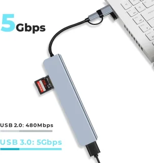 USB-C 8-in-1 Dockingstation voor MacBook Pro/Air en Type-C laptops