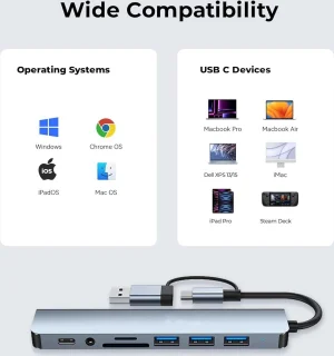 USB-C 8-in-1 Dockingstation voor MacBook Pro/Air en Type-C laptops