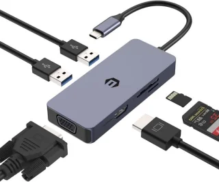 USB-C adapter hub docking grijs