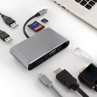 Usb-c adapter multipoort hub grijs