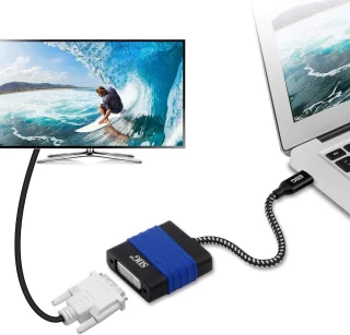 USB-C adapter multiport hub blauw