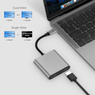 USB-C-adapter type-c hub grijs