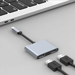 USB C adapter - type c hub - grijs