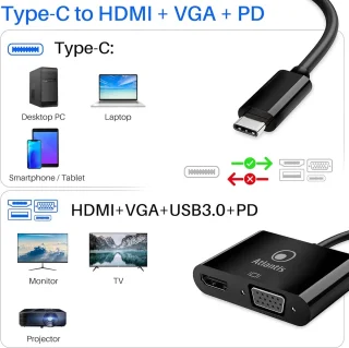 USB-C adapter Type-C hub zwart
