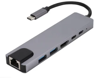 USB-C Docking Station 6-in-1 Laptop Hub Adapter