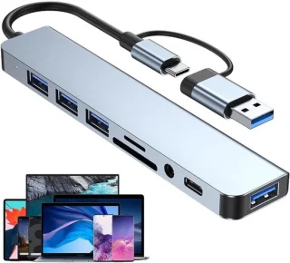 USB-C docking station 8-in-1 grijs