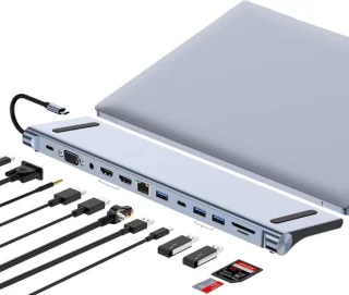 USB-C Docking Station Hub Adapter - Zilver