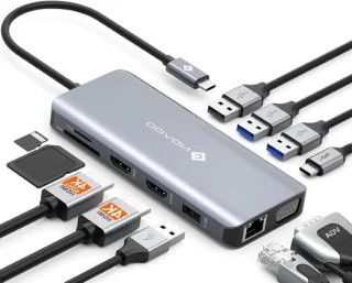 USB-C docking station - hub adapter - zwart