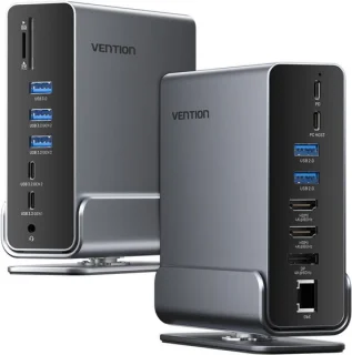 Usb-c docking station laptop hub grijs