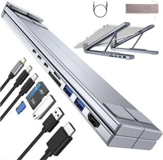 USB-C docking station - laptopstandaard hub - zilver