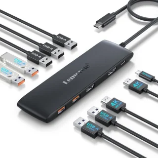 USB C docking station met 2 HDMI- en 7 USB-poorten