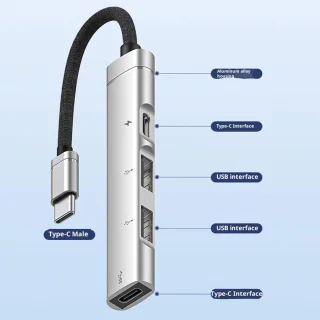 Usb c docking station multiport hub grijs