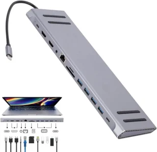 USB C docking station - USB hub adapter - computer uitbreiding - grijs