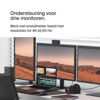 USB-C Dockingstation 11-in-1 voor 3 monitoren - Zwart
