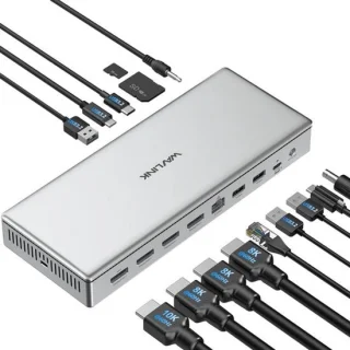 USB-C dockingstation 15-in-1 hub met quad 4K-ondersteuning en 100W opladen