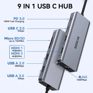 USB-C dockingstation 9-in-1