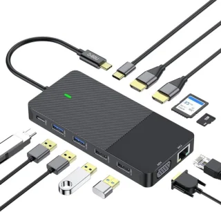 USB-C dockingstation hub adapter - zwart