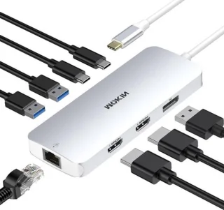 USB C-dockingstation Hub Uitbreidingsstation grijs