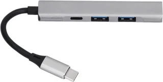 USB-c dockingstation met hub splitter, aluminiumlegering, grijs