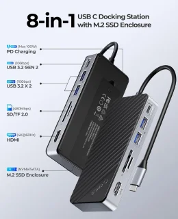 USB-C Dockingstation met M.2 SSD-behuizing