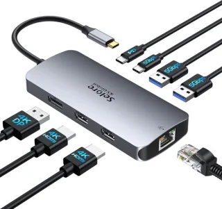 USB-C dockingstation met twee monitoren