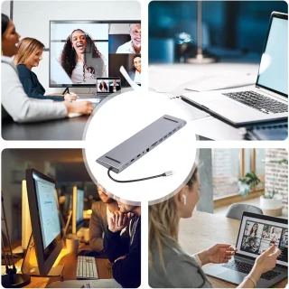 USB-C dockingstation multiport-adapterhub grijs