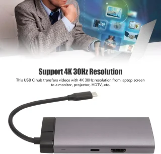 USB C dockingstation type C hub donkergrijs