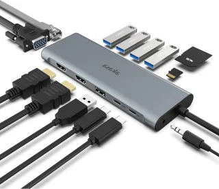 USB-C Dockingstation Type-C Hub - Spacegrijs