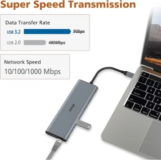 USB-C Dockingstation Type-C Hub - Spacegrijs