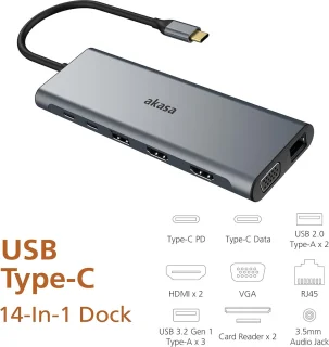 USB-C Dockingstation Type-C Hub - Spacegrijs
