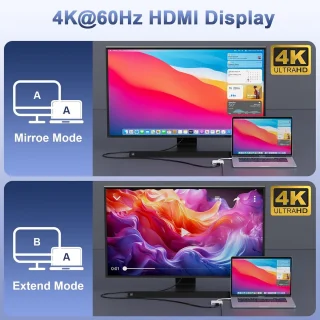 USB-C HDMI adapter - multiport hub - 3-in-1 - grijs