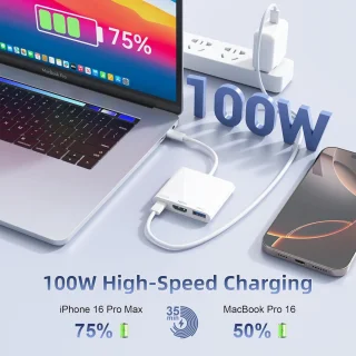 USB-C HDMI adapter - multiport hub - 3-in-1 - grijs