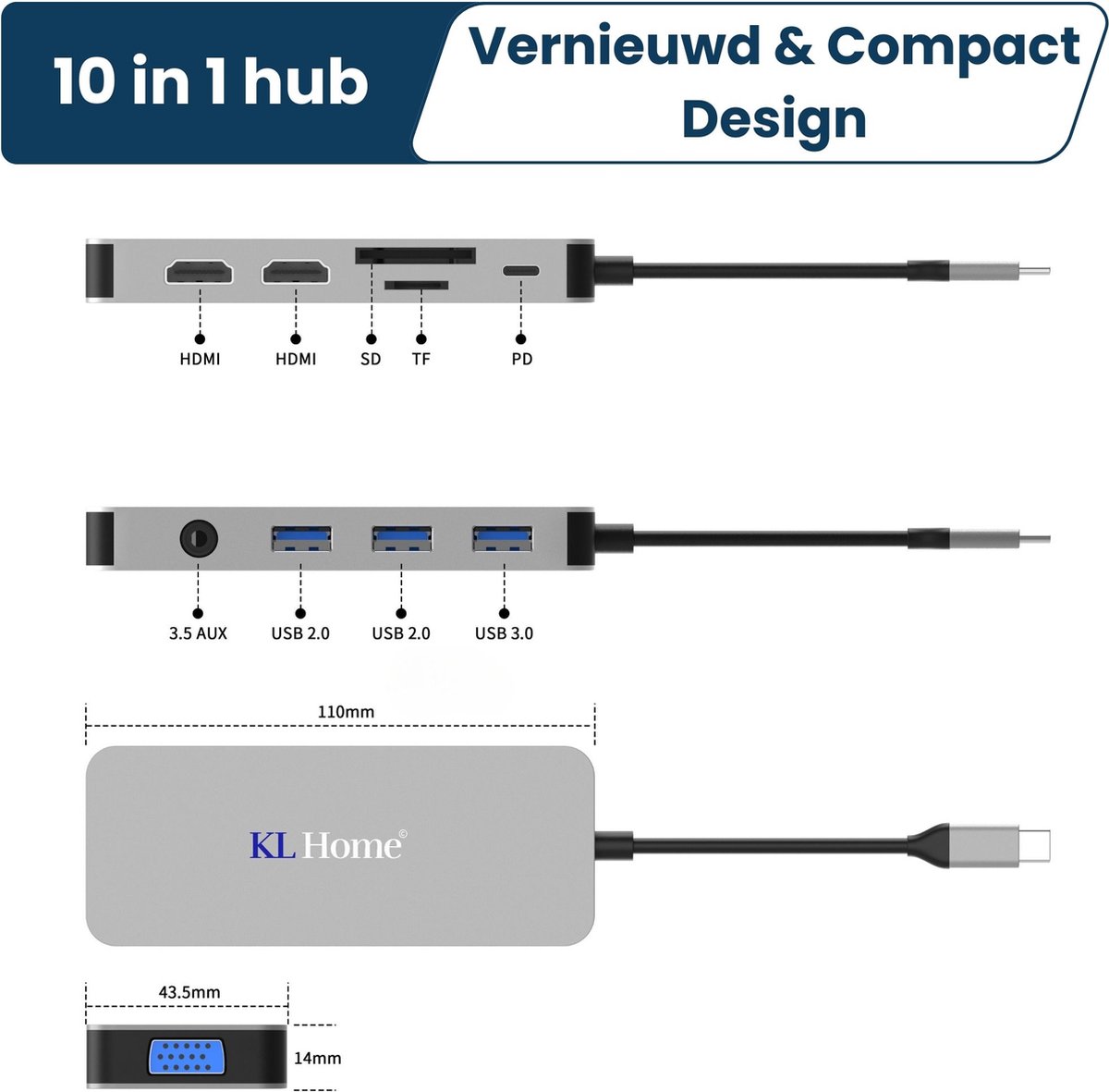 USB-C Hub 10-in-1 Docking Station