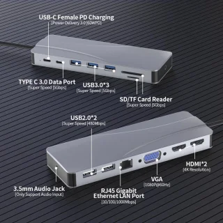 USB-C Hub 14-in-1 Triple Display USB-C Hub