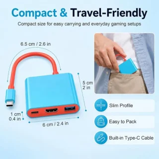 USB-C-hub 3-in-1 met HDMI, USB 3.0 en PD-opladen