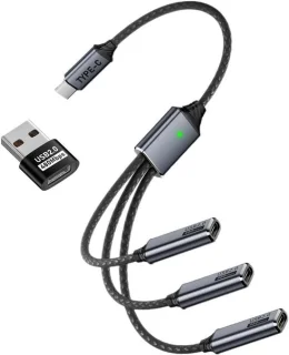 USB-C Hub 3-poorts Zwart