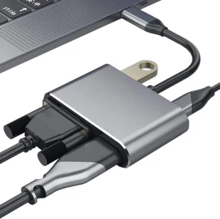Usb c hub - 4-in-1 adapter - grijs