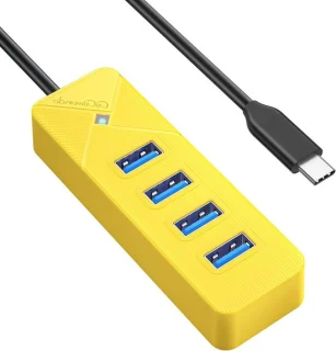 USB-c hub - 4 poorten - geel