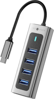 USB-C hub 4-poorts USB 3.0 aluminium grijs