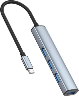 USB-C hub 4 poorts zilver grijs
