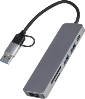 USB-C Hub 5-poorts adapter - Grijs