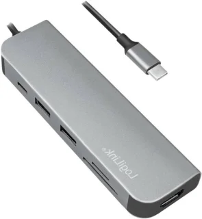 USB-C hub 6-in-1 60W aluminium