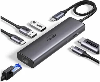 USB-C hub 6-in-1 grijs