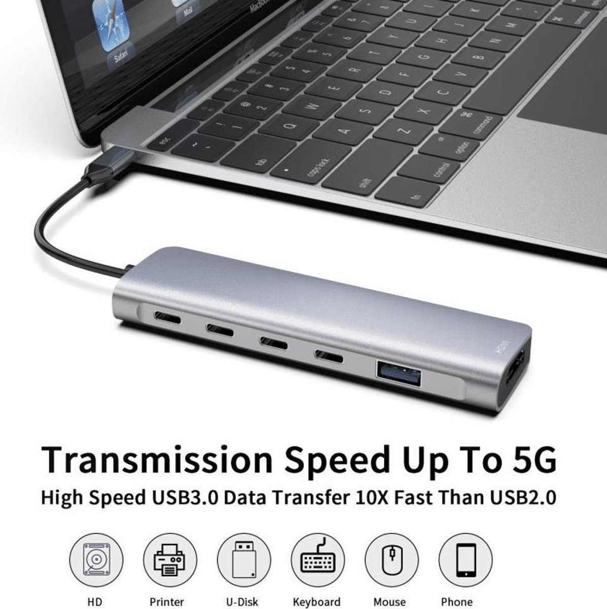 Wat vinden we goed aan de USB-C Hub 6-in-1 met HDMI en USB-poorten
