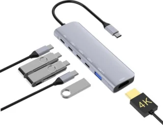 USB-C Hub 6-in-1 met HDMI en USB-poorten