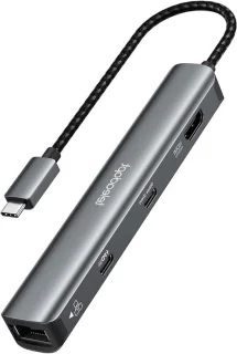 Usb c hub 6-in-1 zwart