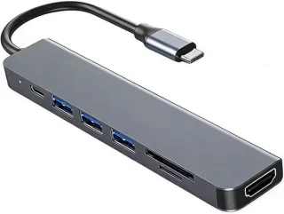 USB-c-hub 7-in-1 met 4K-hdmi, grijs